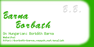 barna borbath business card